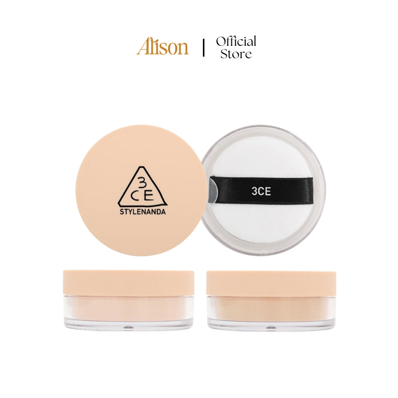 Phấn Phủ Bột 3CE Natural Finish Loose Powder - sản phẩm phấn phủ mỏng nhẹ, kiểm soát dầu, giữ lớp trang điểm tự nhiên suốt cả ngày.